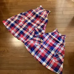 チェック柄ノースリーブワンピース 140・110 お揃い