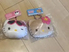 【新品未開封】　日焼けキティ　カラビナ付きぬいぐるみ　ファスナーマスコット2点