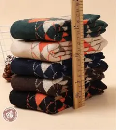 北歐暖かい抗寒レディースソックスウール混冬5足まとめ売り極厚裏起毛クルー女性靴下