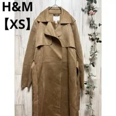 H&M ロングコート スエード　ベルト付き【XS】茶ブラウン