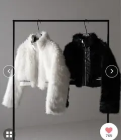 me＋em select ジップアップハイネックショートフェイクファーコート