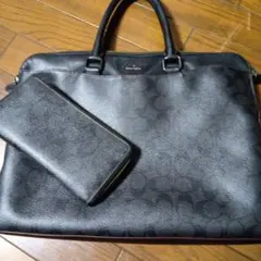 COACH ブラック ショルダーバッグと財布セット