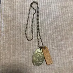 イルビゾンテ IL BISONTE プレートネックレス タグ 真鍮 レザー
