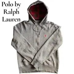 【美品】ポロラルフローレン　ジップアップパーカー　裏地ボア フード裏チェック M