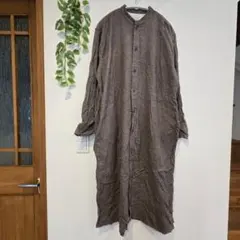 良品計画 MUJI 無印良品 ネルシャツワンピース ロング丈 長袖 ブラウン