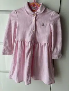 Ralph Lauren ストライプ ワンピース ピンク　18M