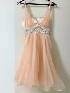 ★ビジュー付きパーティードレス★サーモンピンク