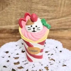 にゃんクレープ いちご ミニチュア置物 コンコンブル風 猫 スイーツ