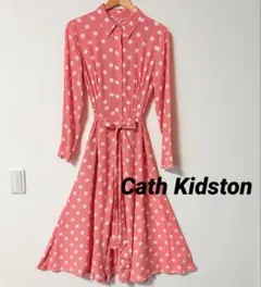 CathKidston ピンク 水玉 ロングシャツワンピースサイズ８ レトロ