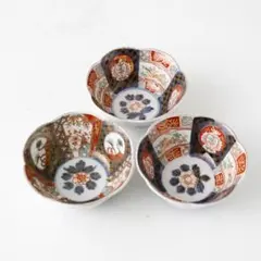 骨董 古伊万里 有田 印判手 図変わり印判 色絵甕綴り 鍋島写し 手塩皿