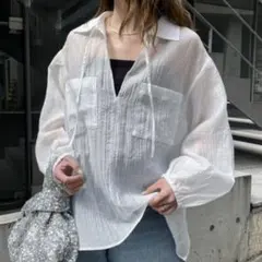 CIAOPANIC TYPY シアーカフタンスキッパーシャツ　白のサムネイル