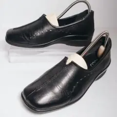【良品】ecco スリッポン 本革 コンフォート 黒 23.5 EEE