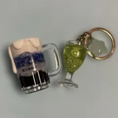 満月珈琲店 ミニチュアドリンク2 空色ビール(星空)カクテルグラス キーホルダー