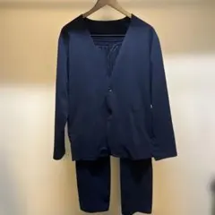 COMME CA ISM ネイビー ノーカラージャケット セットアップ　S