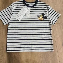 ミッキーマウス ストライプ Tシャツ 130cm 綿 新品未使用