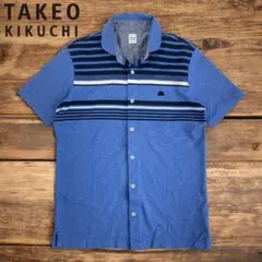 08M126◯TAKEO KIKUCHI ボーダー 半袖シャツ 春夏 羽織り Mのサムネイル