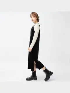 ベロアキャミソールワンピ スリットGU