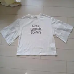 Samansa Mos2 ロゴプリント 五分袖Tシャツ ホワイト