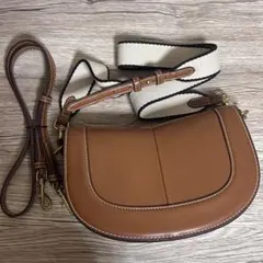 ZARA トップステッチクロスボディバッグ ブラウン