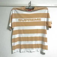 Supreme ストライプ Tシャツ M ピンクベージュ/ホワイト