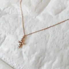 4℃　ネックレス　K10 美品　ゴールド系　クロスネックレス