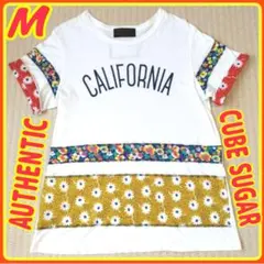 キューブシュガー レディースTシャツ M ロゴTシャツ 花柄 半袖 白 ホワイトのサムネイル