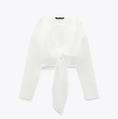 新品 ZARA ノット付きテクスチャー入り生地トップス