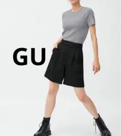GU タックハーフパンツ M ブラック