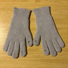 グレー リブ編み 指穴あり手袋 フリーサイズ