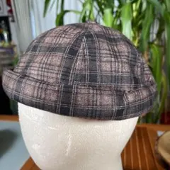 ロールキャップ チェック柄キャスケット フリーサイズ
