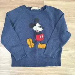 ユニクロ　100センチ　ディズニー　綿ニット　ネイビー　ミッキー