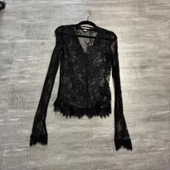 ブラック レース 長袖 トップス US2