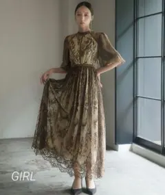 GIRL‎⚘⡱総レースハイネックバルーンスリーブ フレア ロングのサムネイル