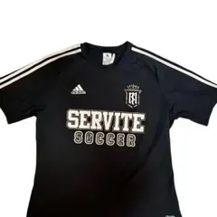 adidas アディダス サッカーTシャツ 黒 L プリント 美品 レア物