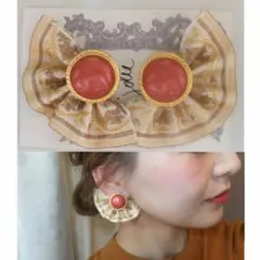574＊2way レッド パール ベージュ ゴールド 刺繍 大人可愛い 高見え