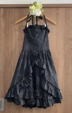 ☆BODY LINE ゴスロリ M 黒 編み上げ フリル ホルターネックのサムネイル