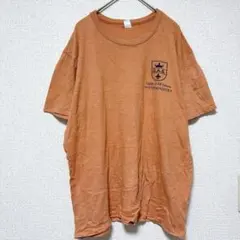 【L】Ｔシャツ クルーネック 半袖 バックプリント 橙 綿混 普段着のサムネイル