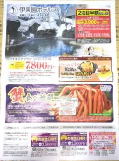 ⭕伊藤園ホテルズチラシはなの金曜日割 お誕生日割×2枚の合計3枚です。
