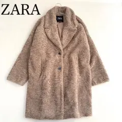 美品✨ZARA✨ソフトテクスチャーコート（M）ベージュ　ボアコート　オーバー