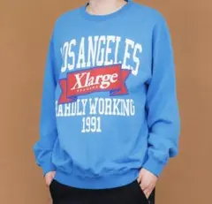 XLARGE トレーナー スウェット XL オーバーサイズ 青 ストーリート