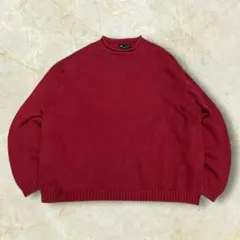 t*i様 90s エディーバウアー 黒タグ コットンニット USメンズ 肉厚レッ