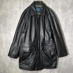 牛革 カウレザー カーコート 黒 本革 オールブラック