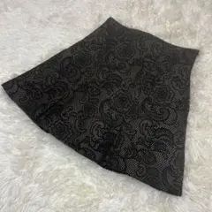 美品 SNIDLE ハイウエストスカショーパン0サイズ ジャガード 総柄 刺繍