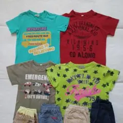 はたらく車柄などキッズ Tシャツ 4枚セット まとめ売り120のサムネイル