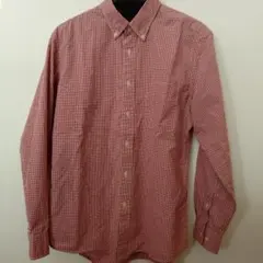 UNIQLO 赤 チェック柄 ボタンダウンシャツ S