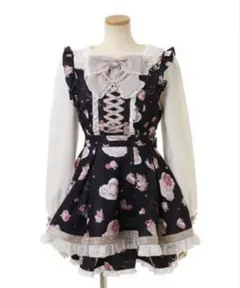 LIZLISA リズリサ Salon de Fraise柄ワンピース　ブラック Salon de Fraise柄ワンピース LIZLISA ブラック LIZ LISA