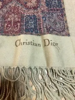 【Christian Dior】ペイズリー柄ビンテージ大判ストール／毛玉
