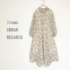 美品 アーバンリサーチ 花柄ワンピース フレア Aライン ウエストリボン