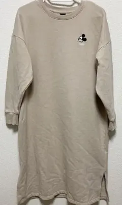 Honeys　ミッキーマウス　ロングワンピース　長袖　ベージュ