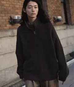 【WYM】【完売品】ハーフジップニットSサイズチャコールグレー